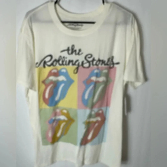 The Rolling Stones T-Shirt Women's L Short Sleeve Tongue Graphic Crew Neck White - Picture 1 of 3